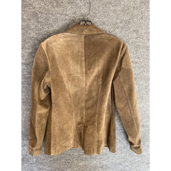 Banana Republic Blazer Womens 2 Brown Suede Leather Jacket Pockets Classic Work - Picture 2 of 5